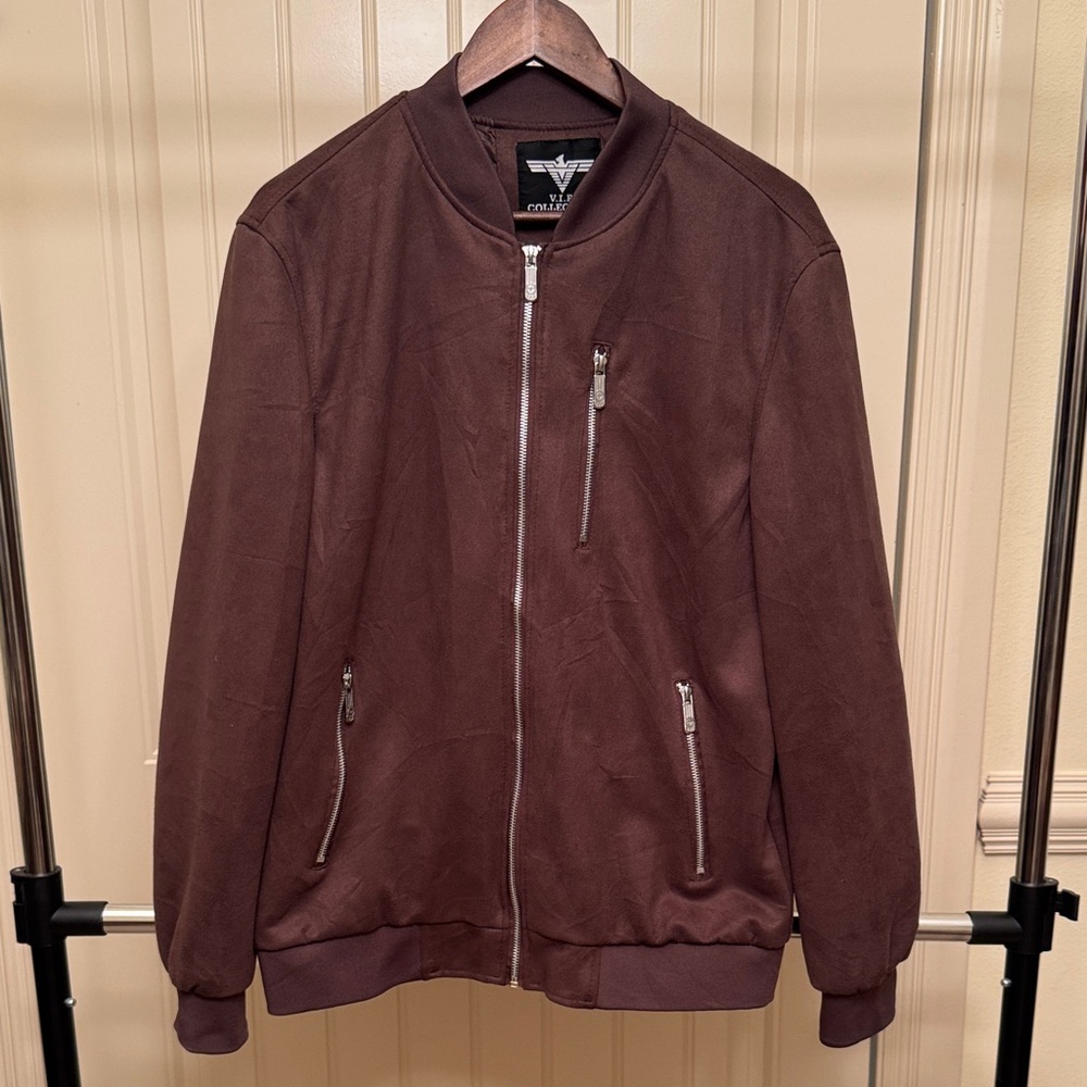 VIP Collection Mens Brown Bomber Jacket- S Large
